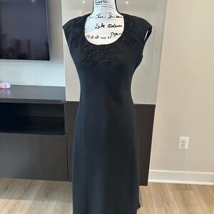 Jones New York Black Beaded Midi Dress